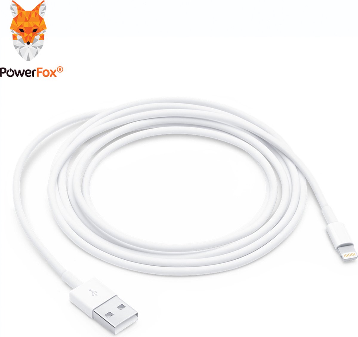 PowerFox® Lightning naar USB 2.0 A Male oplaadkabel - 2 meter - Wit