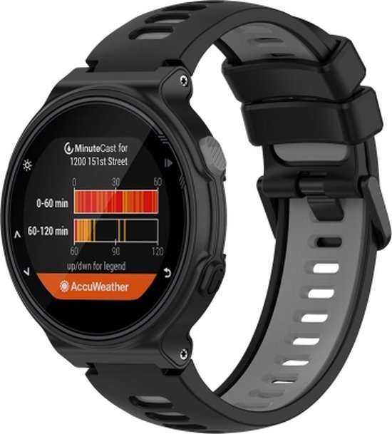 For Garmin Approach S6 Two Color Silicone Watch Band Black Grey bol
