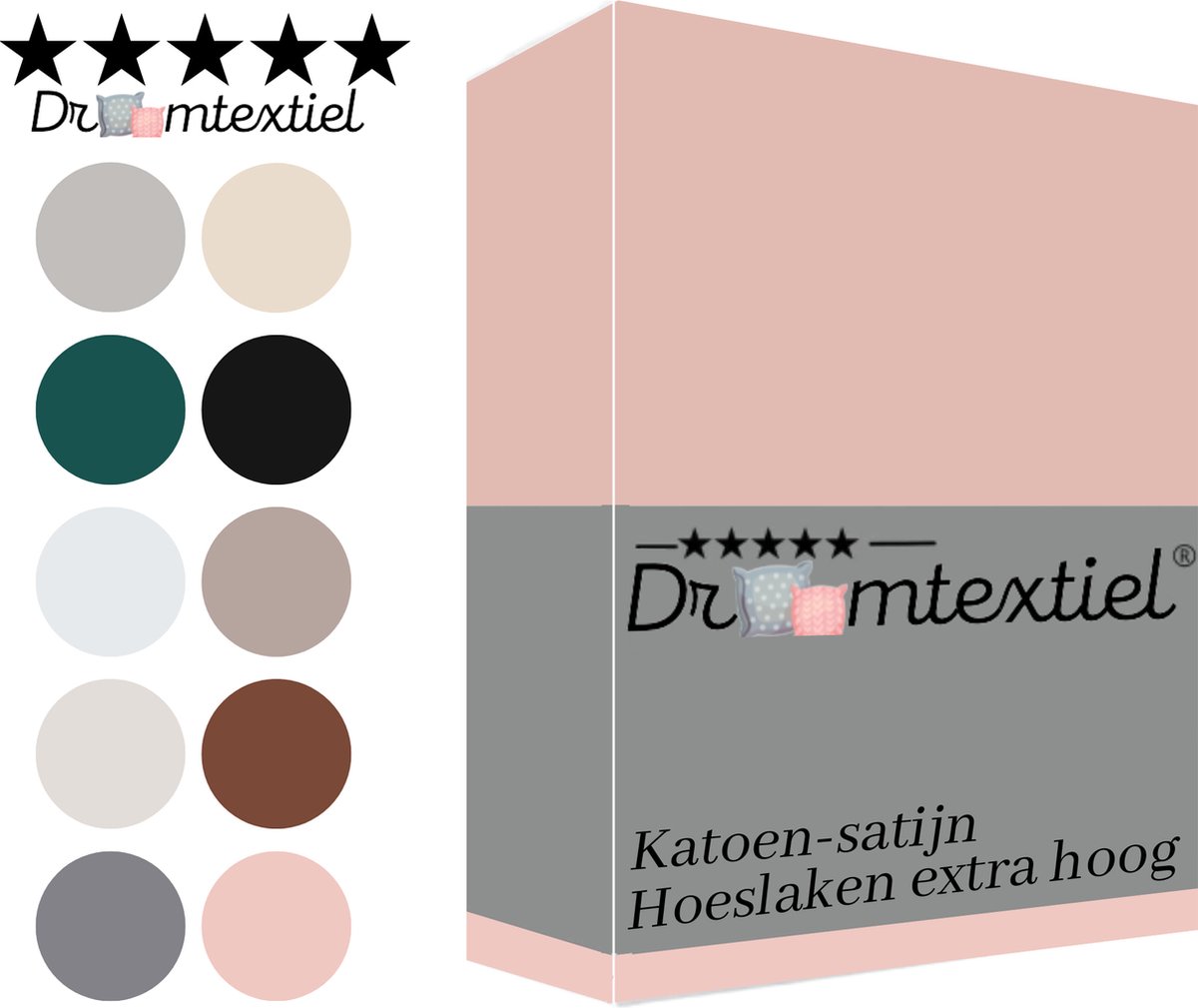 Droomtextiel Katoen - Satijnen Hoeslaken Oud Roze Lits-Jumeaux - 200x220 cm - Hoogwaardige Kwaliteit - Super Zacht - Hoge Hoek -