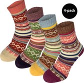 WeirdoSox dames sokken gemaakt met wol - Scandinavische print - 4-pack - Maat 36-41