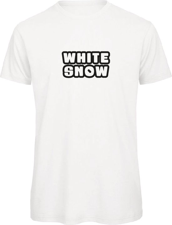 T-shirt wit L - White snow - soBAD. | Foute apres ski outfit | kleding | verkleedkleren | wintersport t-shirt | wintersport dames en heren