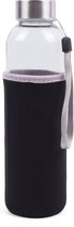 Benson Drinkfles - Glas met Zwarte Hoes - 500 ml