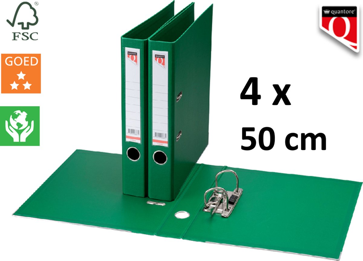 4 x Ordner Quantore - A4 - 50mm breed - PP kunststof - groen