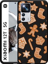 Xiaomi 12T / 12T Pro Hoesje Zwart Christmas Cookies - Designed by Cazy