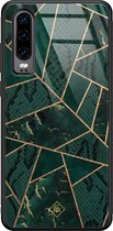 Casimoda® hoesje - Geschikt voor Huawei P30 - Abstract Groen - Hard Case Backcover - TPU - Groen - Geometrisch patroon