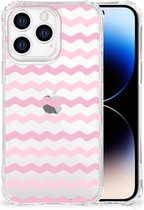 Telefoonhoesje  iPhone 14 Pro Foto hoesje met transparante rand Waves Roze