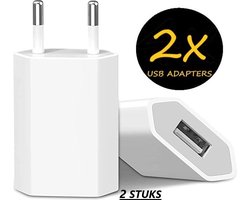 USB adapter - 2 stuks - Oplaad adapter - USB stekker - Reisstekker - Oplaad stekker - Opladen Blokje - USB Lader - Wit - Oplaadstekker - Wereld Stekker