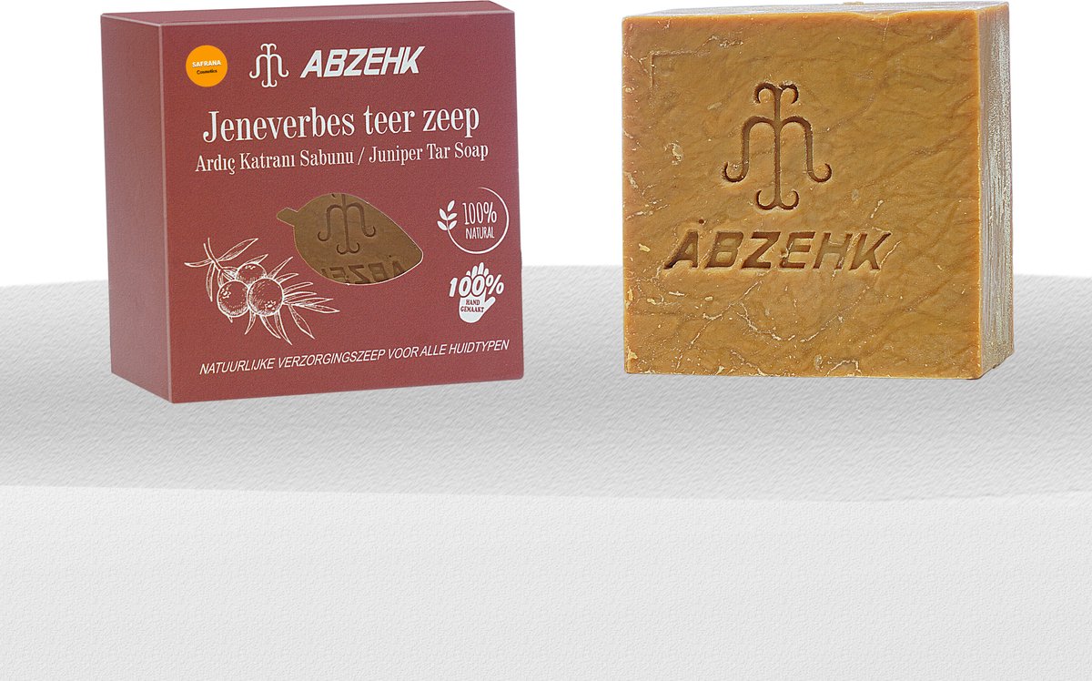 Abzehk Jeneverbes Teerzeep ( Juniper Par Soap). 100% Handmade en Natural. Inhoud 150gr + 10gr EXTRA - Abzehk
