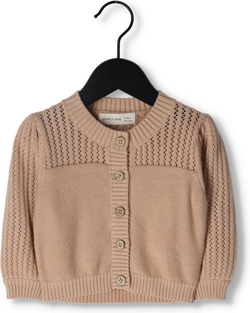 Quincy Mae Pointelle Knit Cardigan Truien & Vesten Baby - Sweater - Hoodie - Vest- Beige - Maat 18-24M