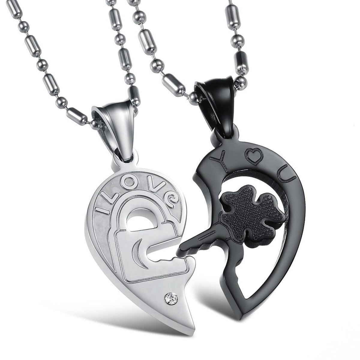 Twee Kettingen Necklaces mooiste Valentijns cadeau voor liefde met geschenkzakje, Valentijnsdag verrassing voor haar/hem