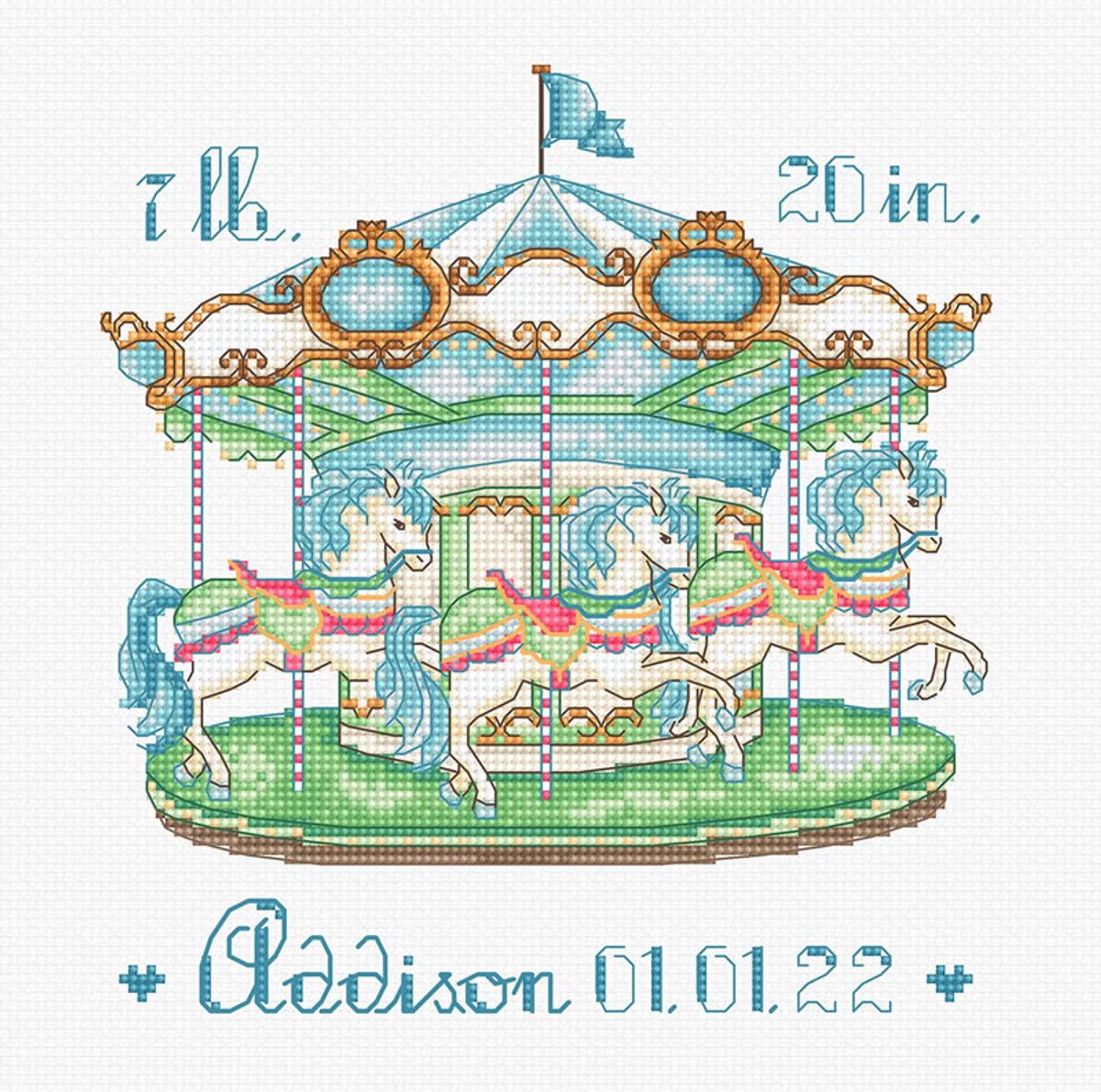 Leti Stitch Baby Carousel Blue borduren (pakket) L8047