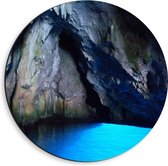 WallClassics - Dibond Muurcirkel - Lichtgevend Blauw Water - 40x40 cm Foto op Aluminium Muurcirkel (met ophangsysteem)