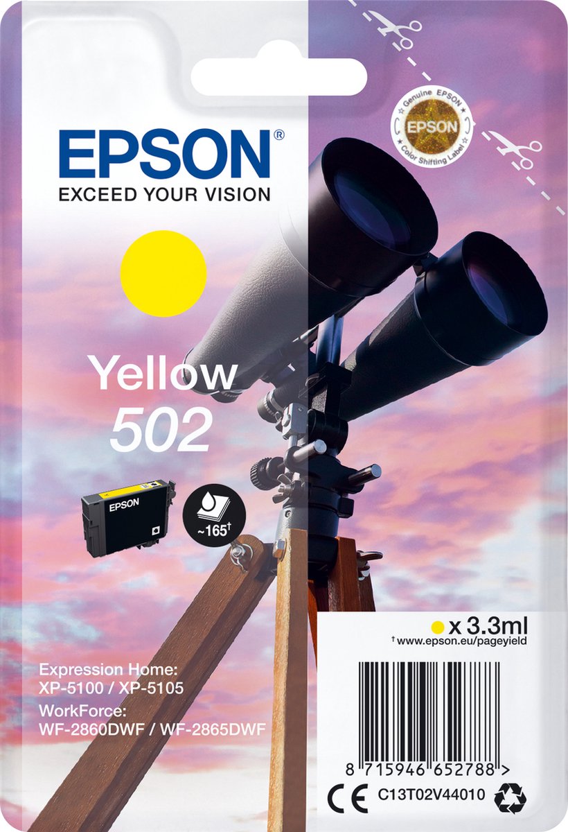 Epson enkelverpakking geel 502 inkt