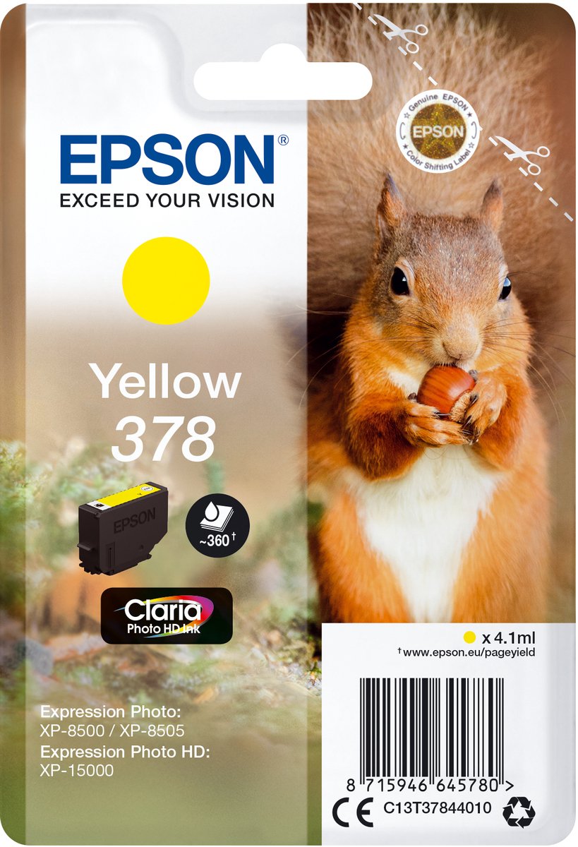 Original Ink Cartridge Epson 378 Yellow
