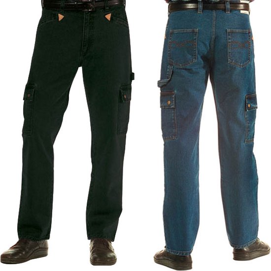 Wisent Work Wear Jeans werkbroek met lederen driehoeken blauw, maat 61
