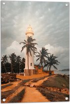 WallClassics - Tuinposter – Lighthouse - Galle - 50x75 cm Foto op Tuinposter  (wanddecoratie voor buiten en binnen)