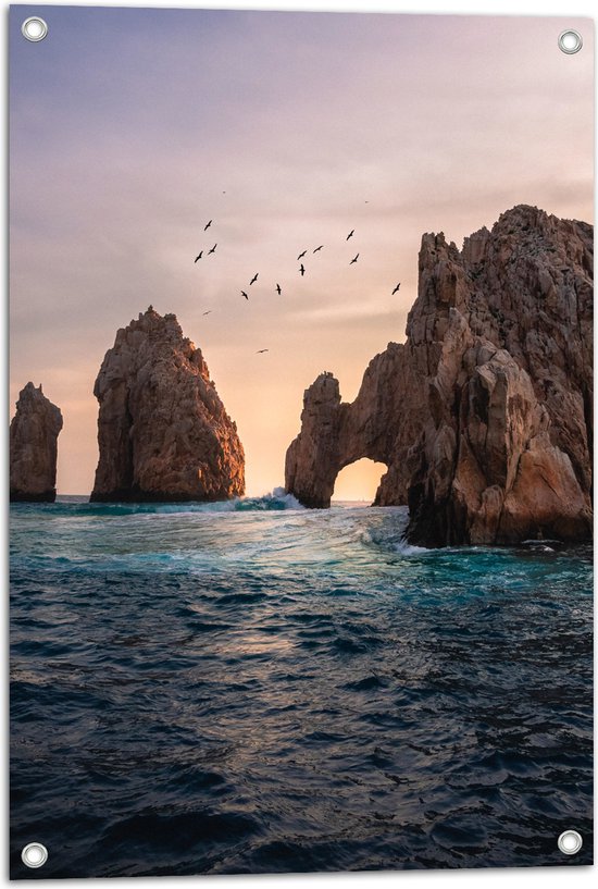 WallClassics - Tuinposter – The Arch of Cabo San Lucas - 50x75 cm Foto op Tuinposter  (wanddecoratie voor buiten en binnen)