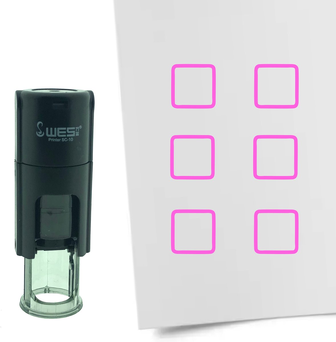 CombiCraft Stempel Lege checkbox of Vierkant 10mm rond - roze inkt