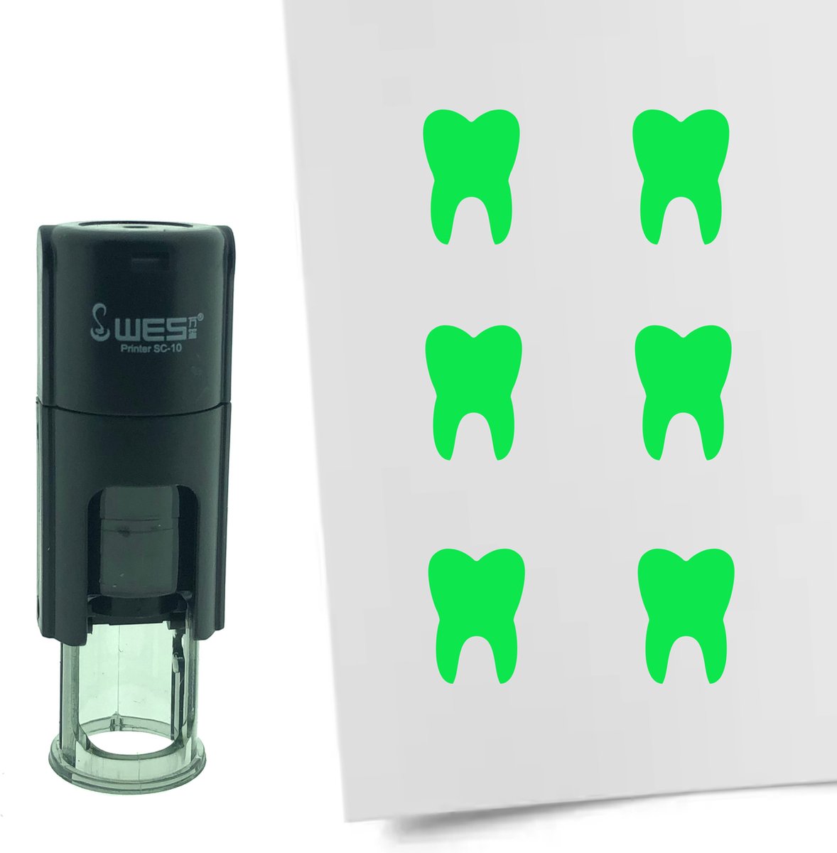 CombiCraft Stempel Tand of Kies 10mm rond - groene inkt
