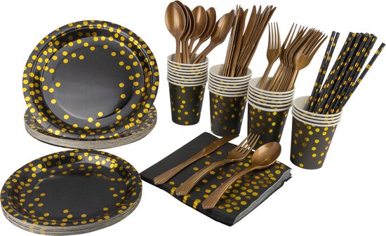forfaits de fête - décorations d'anniversaire - décorations d'anniversaire - fête du nouvel an - couverts réutilisables - ensemble de vaisselle jetable - vaisselle de party - vaisselle de fête - 25 pièces - couverts réutilisables -