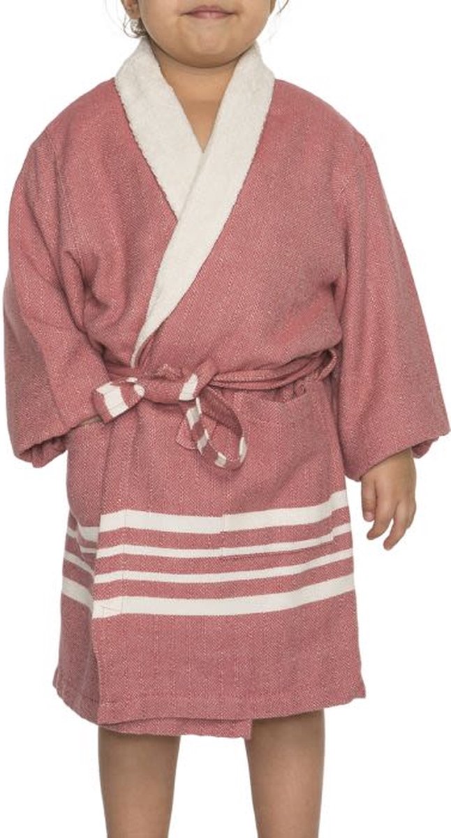 Hamam Kinderbadjas Dusty Rose - 2-3 jaar - jongens/meisjes/uniseks - badjas kind / kinderen - badjas kind badstof - zwembadjas - 2-3 jaar - jongens/meisjes/unisex pasvorm - comfortabele sjaalkraag - kinder badjassen - kinder badjas badstof van Hama — afbeelding 2