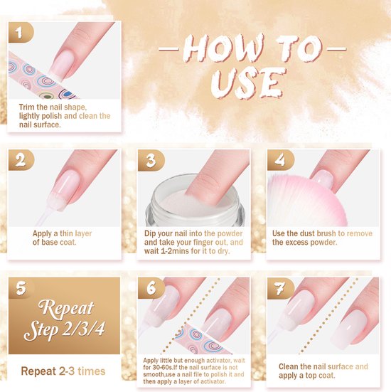 GLAMADOR Dipping Powder Nailset starter kit Aanvul Kit 6 kleuren