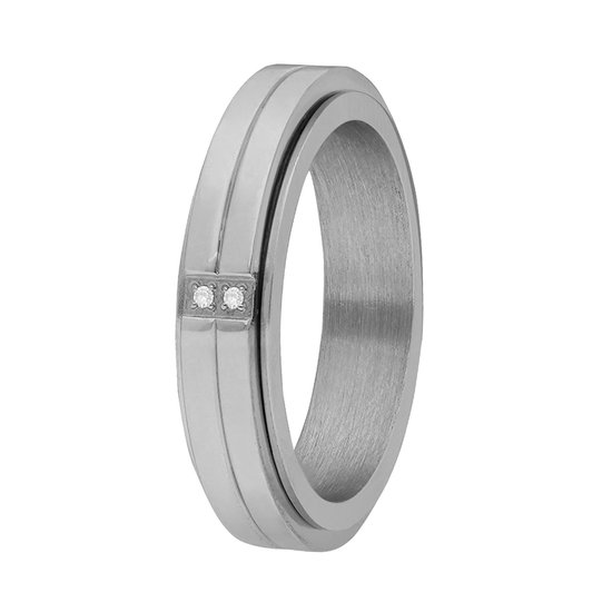 Lucardi Unisex Gerecycled stalen anxiety ring - Ring - Staal - Zilverkleurig - 17 / 53 mm