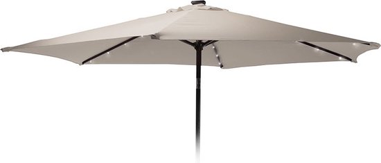 COSTWAY 3M Patio Parasol, Zonne-energie Paraplu met 24 LED-verlichting