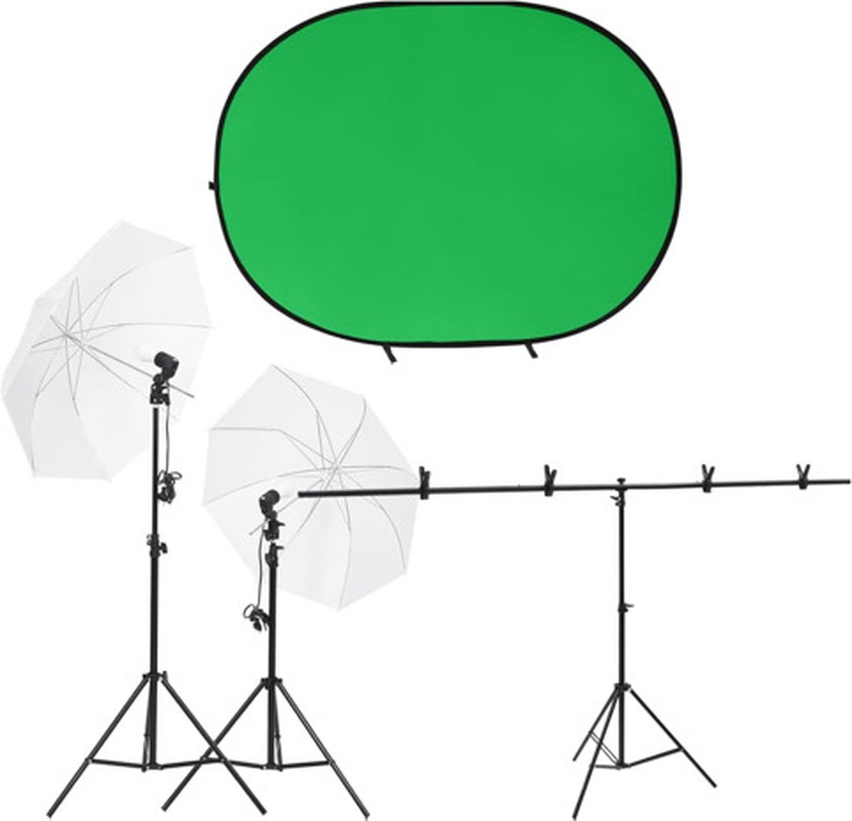 vidaXL - Fotostudioset - met - verlichtingsset - en - achtergrondscherm