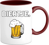 Biertje - Bier kleding cadeau - bierpakket kado idee - grappige bierglazen drank feest teksten en zinnen - Mok - Burgundy
