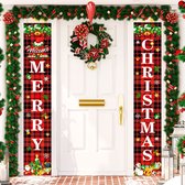 plainshe Kerstbanner, gordijn banner Xmas deur banner, outdoor Xmas decoratieset, vrolijk kerstveranda teken Nieuwjaar Xmas hangende banner decoratie