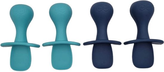 Couverts Couverts pour enfants JU&MP - Bébé - Cuillères pour Bébé - Couverts Bébé - Sans BPA - 4 Pièces - Bleu clair Bleu foncé