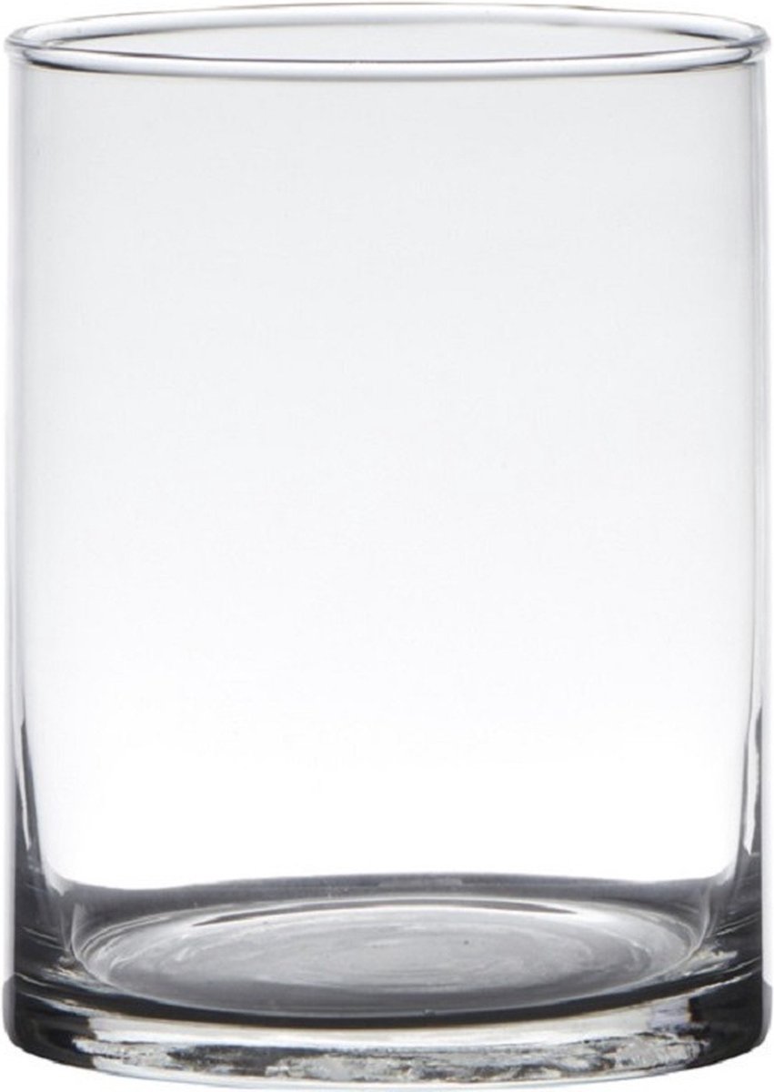 Hakbijl Glass Bloemenvaas - cilinder vorm - glas - transparant - D12 x H20 cm - Boeketten vazen