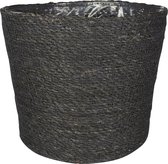 Plantenpot/bloempot van jute/zeegras diameter 30 cm en hoogte 26 cm grijs- Met binnenkant van plastic