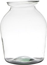 Bloemenvaas van gerecycled glas met hoogte 26 cm en diameter 18 cm - Glazen transparante vazen