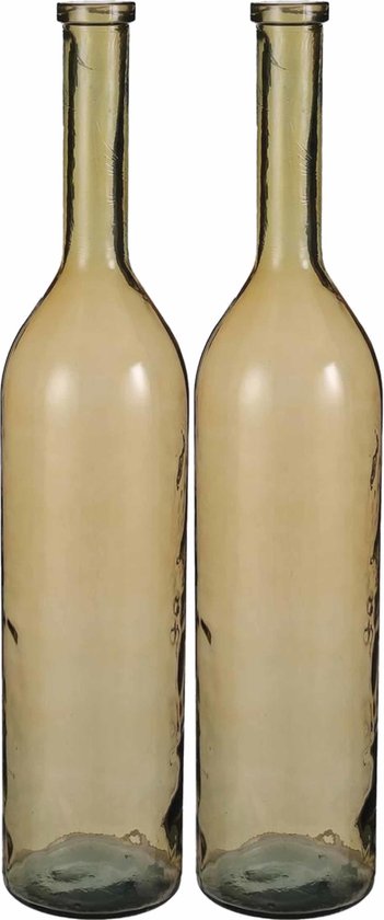 Opwekking banaan Antibiotica 2x Transparante/okergele grote fles vaas/vazen van eco glas 21 x 100 cm -  Rioja -... | bol.com
