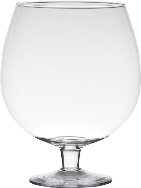 Foto: Hakbijl glass vaas brandy op voet transparant glas 24 cm terrarium bloemen luxe en stijlvol