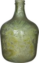 Groene antieklook fles vaas/vazen van glas 27 x 42 cm - Diego - Woonaccessoires/woondecoraties - Glazen bloemenvaas - Flesvaas/flesvazen