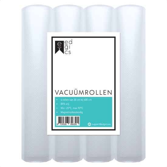 Vacuümrollen Vacumeerfolie - 30x600 cm - 4 stuks - Vacuumzakken Voedsel - Sous Vide Zakken - Vacumeerzakken geschikt voor iedere Vacumeermachine - BPA-Vrij