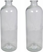 Set van 2x stuks glazen vaas/vazen 3,5 liter met smalle hals 11 x 33 cm - 3500 ml - Bloemenvazen van glas