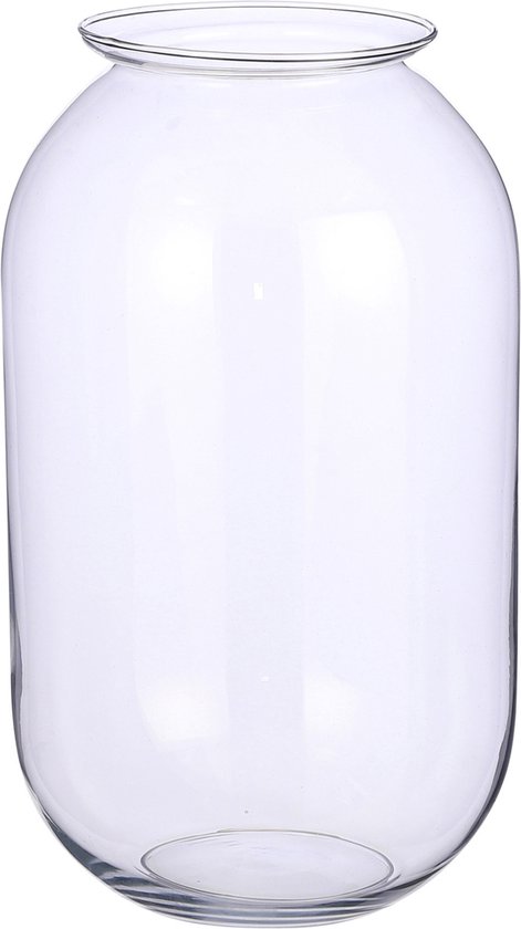 Transparante ronde vaas/vazen van glas 19 x 30 cm - Woonaccessoires/woondecoraties - Glazen bloemenvaas - Boeketvaas