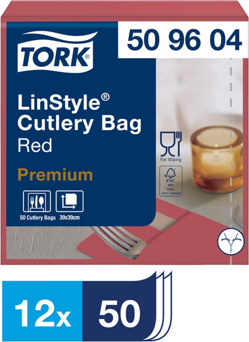 Goedkoopste Pochette Tork LinStyle® 1-laags 50st duurzaam rood 509604 - 12 stuks