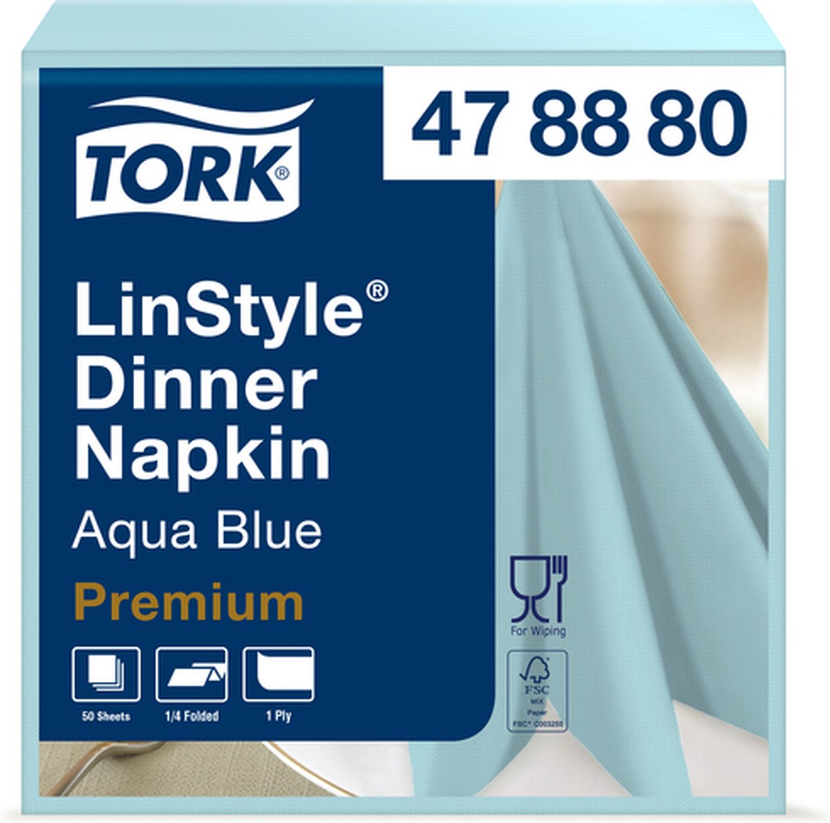 Goedkoopste Dinnerservetten LinStyle® 1/4-vouw 1-laags 50st aquablauw 478880