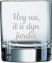 Whiskeyglas gegraveerd - 20cl - Hey sus it is dyn jierdei