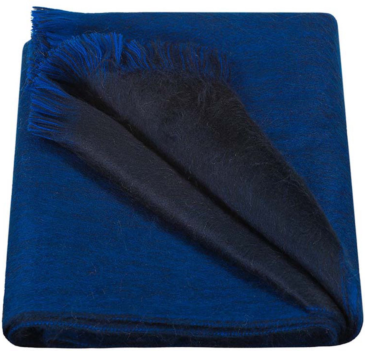 Alpaca Wol Dubbelzijdige Sjaal - 215 x 65 cm - Kobalt/Koningsblauw