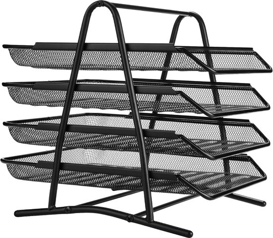 Brievenbak Organizer Zwart Bureau-organizer, 4 Niveaus, Papieren Brievenbak, Wordt Geleverd Met Een Lade En 2... | Bol Bureau Organizer Voor Papieren