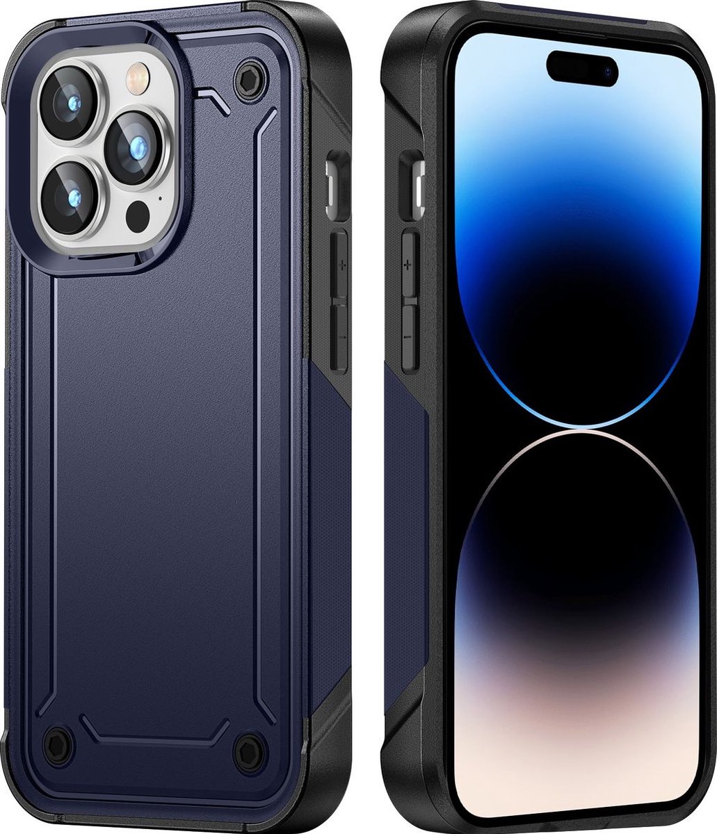 Mobigear Hoesje geschikt voor Apple iPhone 14 Pro Telefoonhoesje Hardcase | Mobigear Slim Armor Backcover Shockproof | Schokbestendig iPhone 14 Pro Telefoonhoesje | Anti Shock Proof - Blauw