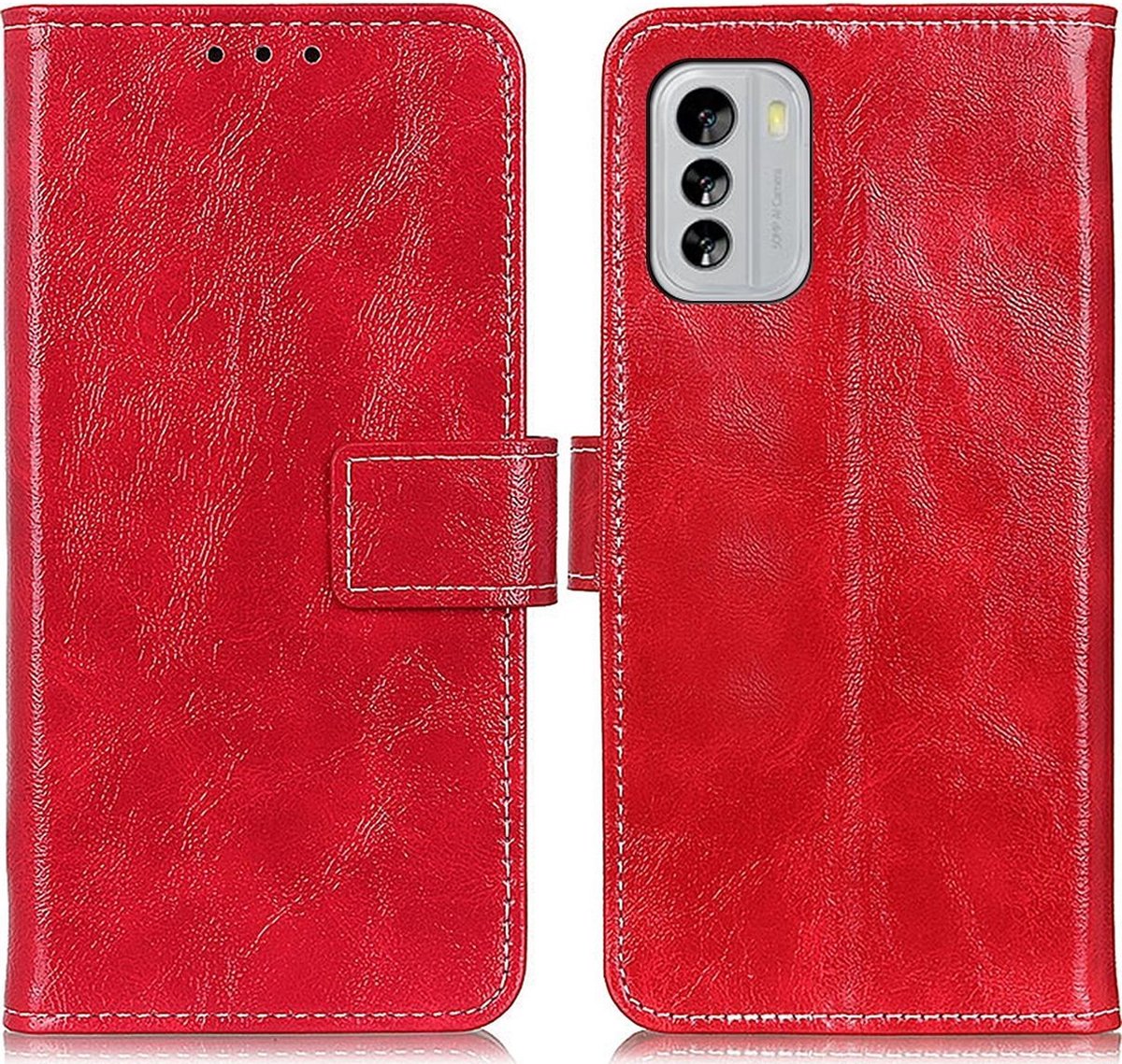 Mobigear Telefoonhoesje geschikt voor Nokia G60 5G Hoesje | Mobigear Basic Bookcase Portemonnee | Pasjeshouder voor 3 Pasjes | Telefoonhoesje voor Pinpas / OV Kaart / Rijbewijs - Rood