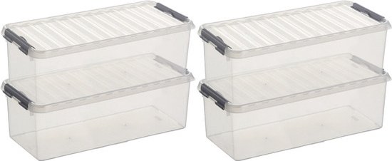 6x Sunware Q-Line opberg box/opbergdoos 9,5 liter 48,5 x 19 x 14,7 cm  kunststof -... | bol.com