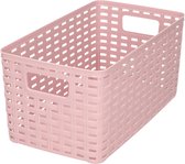 PlasticForte Opbergmand - Kastmand - rotan kunststof - oud roze - 5 Liter - 15 x 28 x 13 cm